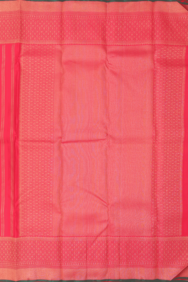 Kanchipuram Silk Saree In Vermillion Red With Zari Buttas