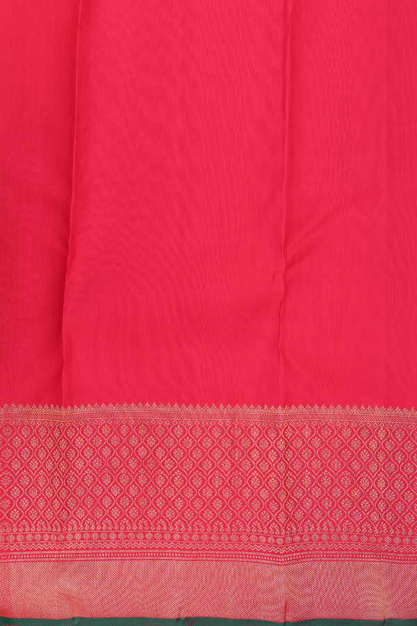 Kanchipuram Silk Saree In Vermillion Red With Zari Buttas