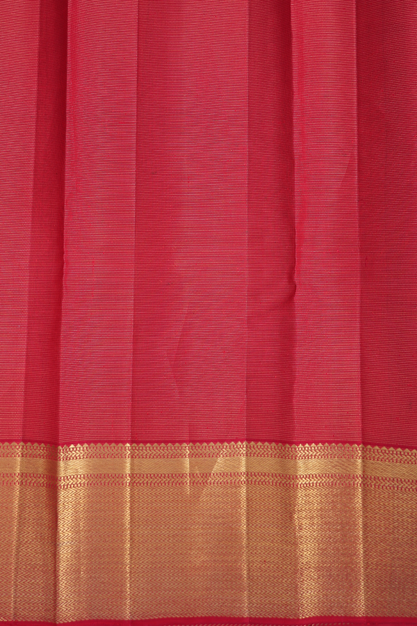 Kanchipuram Silk Saree In Scarlet Red With Checks Design