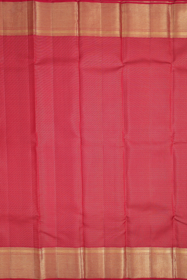 Kanchipuram Silk Saree In Scarlet Red With Checks Design
