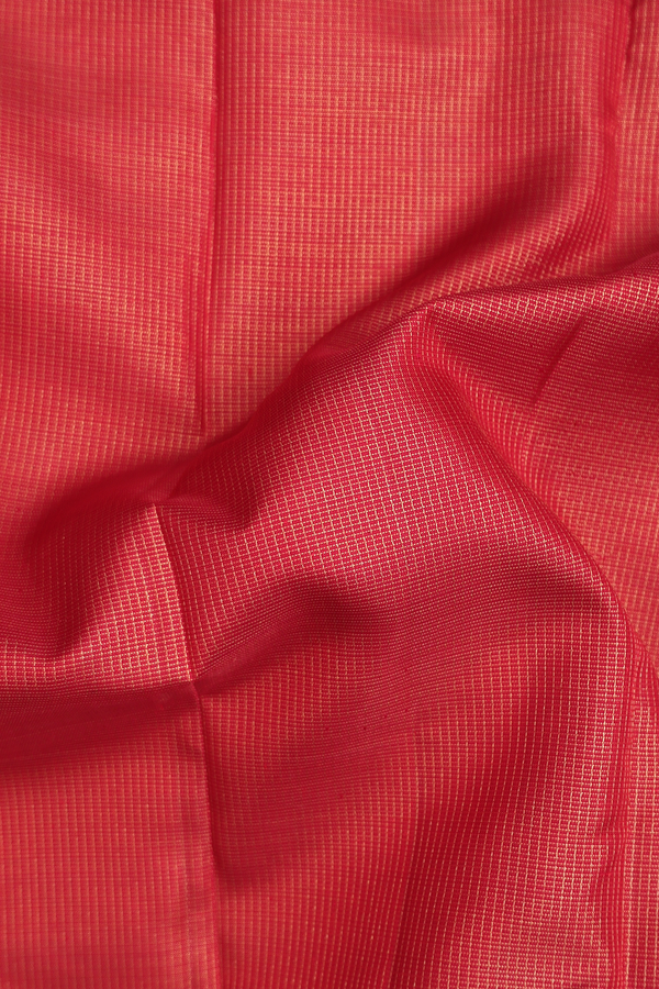 Kanchipuram Silk Saree In Scarlet Red With Checks Design