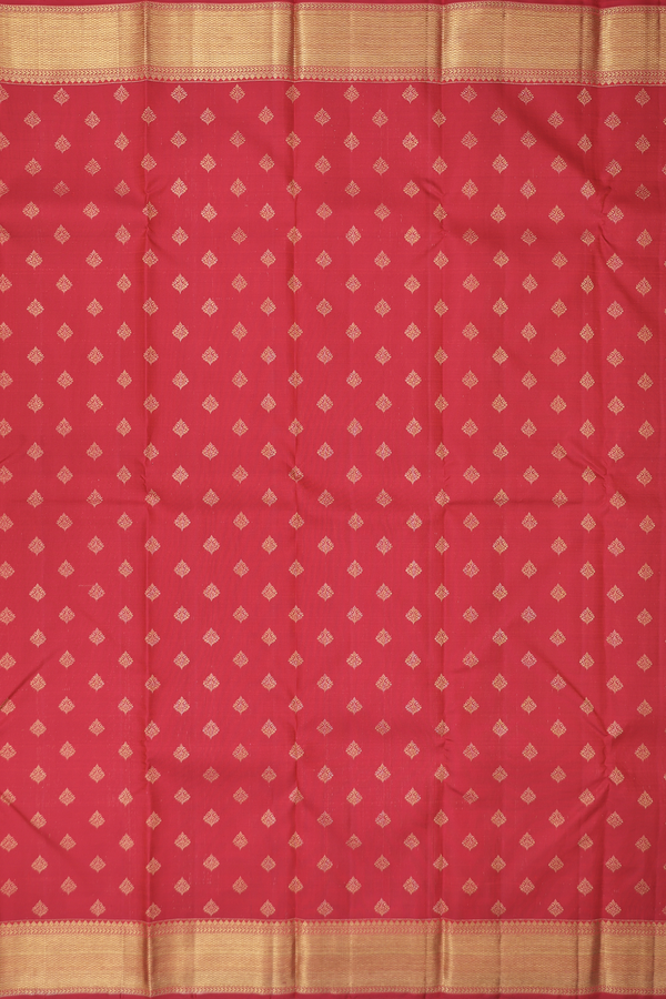 Kanchipuram Silk Saree In Red With Zari Buttas