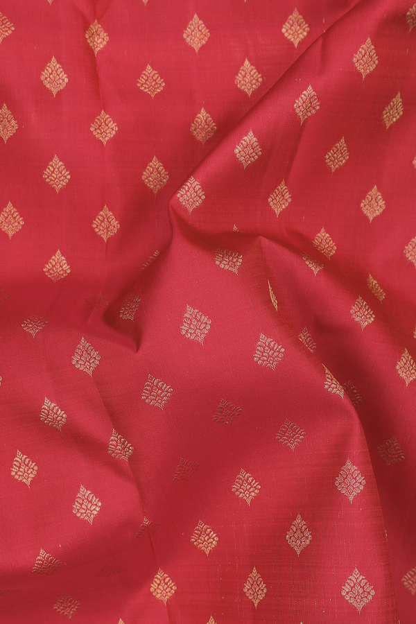 Kanchipuram Silk Saree In Red With Zari Buttas