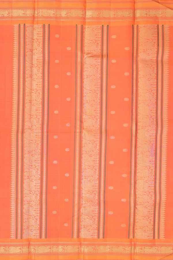 Kanchipuram Silk Saree In Purple With Peacock Buttas