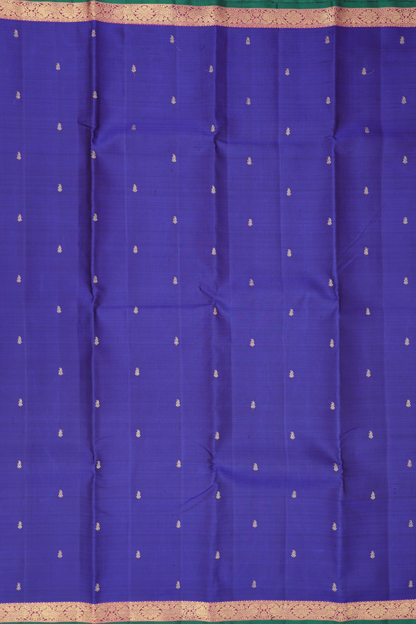Kanchipuram Silk Saree In Royal Blue With Zari Buttis
