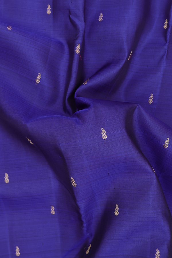 Kanchipuram Silk Saree In Royal Blue With Zari Buttis