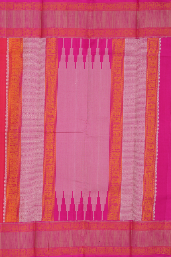 Kanchipuram Silk Saree In Pink With Floral Buttas