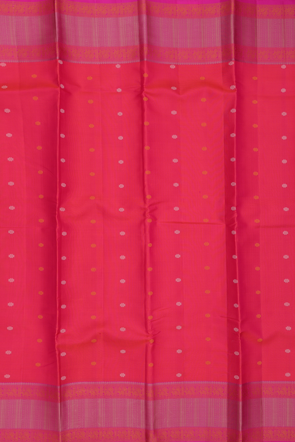 Kanchipuram Silk Saree In Pink With Floral Buttas