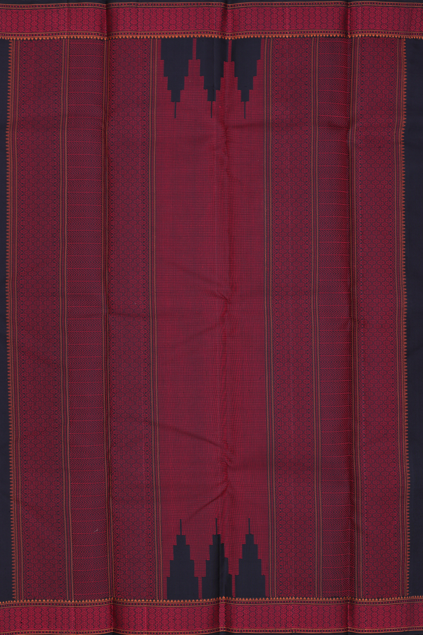 Kanchipuram Silk Saree In Black With Threadwork Buttas