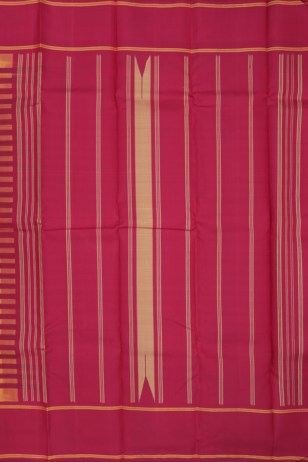 Kanchipuram Silk Saree In Green And Maroon With Stripes Design