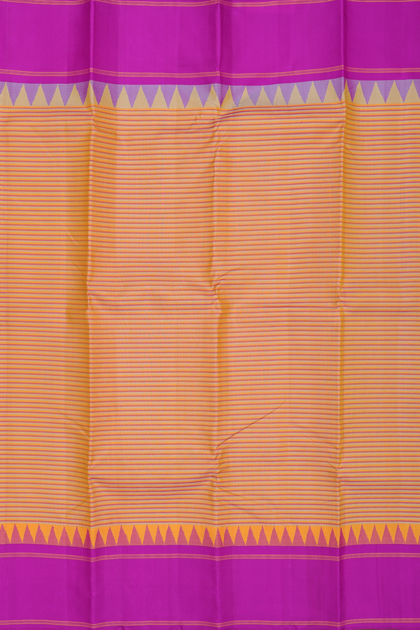 Kanchipuram Silk Saree In Multicolor With Stripes Design