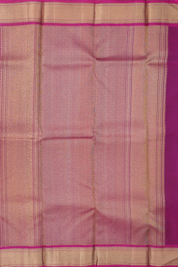 Kanchipuram Silk Saree In Purple Along Stripes With Buttas