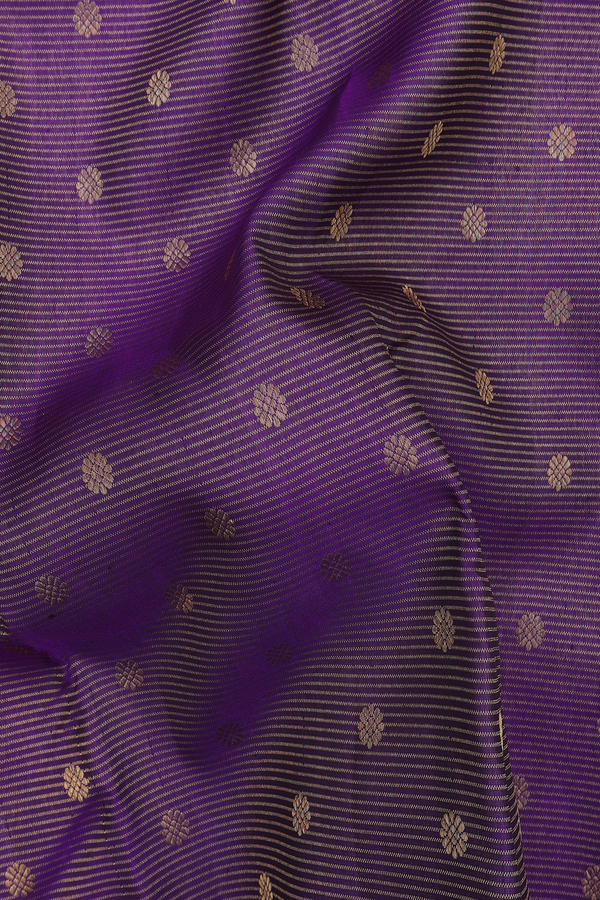 Kanchipuram Silk Saree In Purple Along Stripes With Buttas