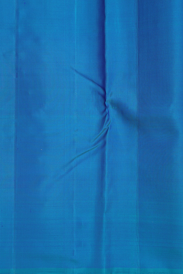 Kanchipuram Silk Saree In Blue With Stripes Design