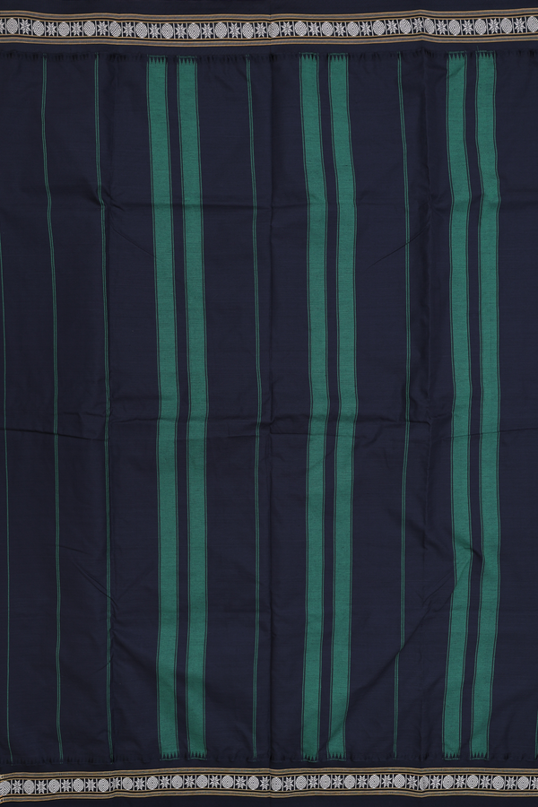 Dharwad Cotton Saree In Forest Green With Contrast Border