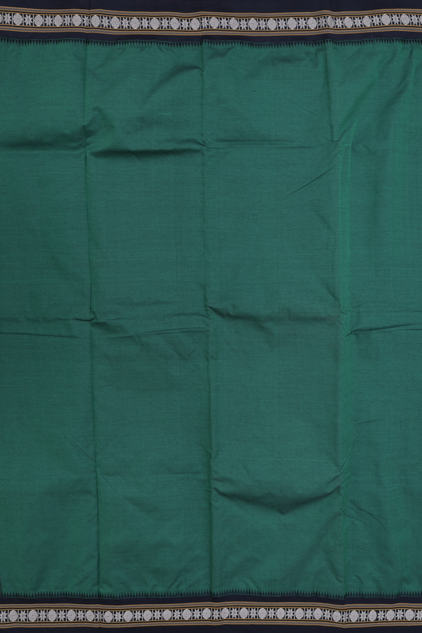 Dharwad Cotton Saree In Forest Green With Contrast Border