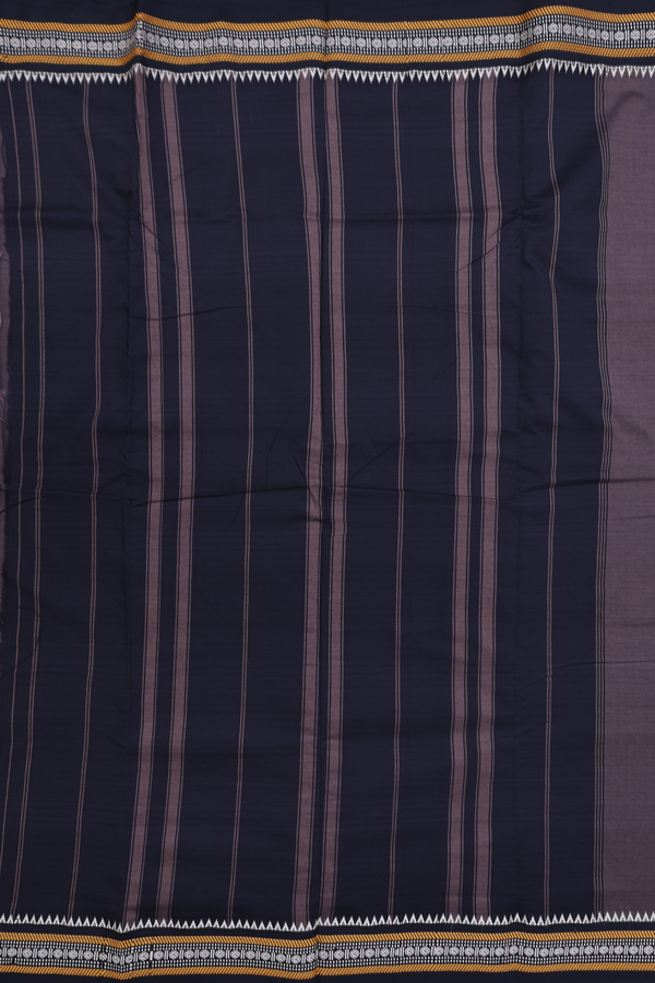 Dharwad Cotton Saree In Oxford Brown With Threadwork Border