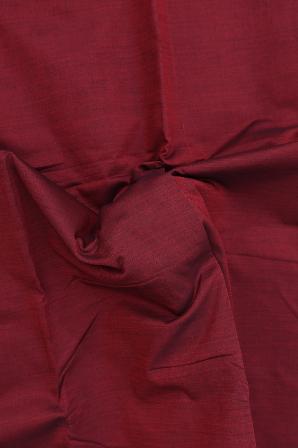 Dharwad Cotton Saree In Berry Red With Contrast Border
