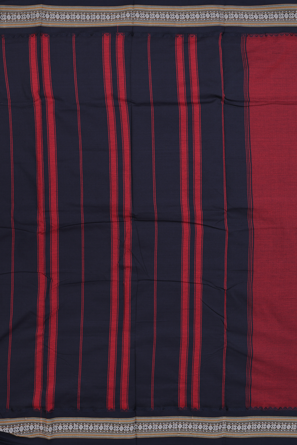 Dharwad Cotton Saree In Berry Red With Contrast Border