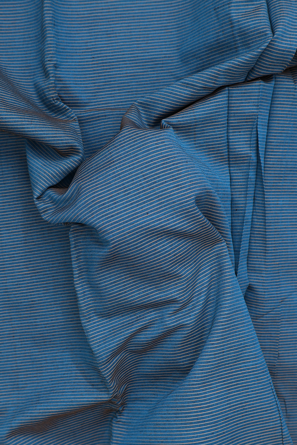 Dharwad Cotton Saree In Teal Blue With Stripes Design