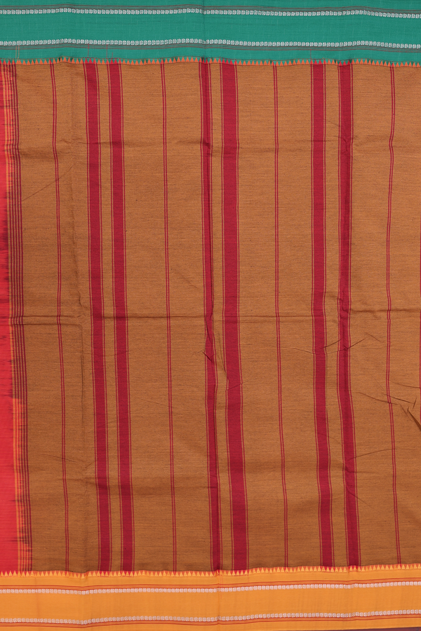 Dharwad Cotton Saree In Red With Stripes Design