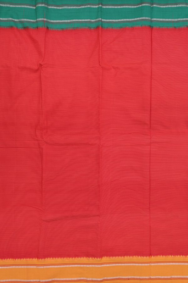 Dharwad Cotton Saree In Red With Stripes Design