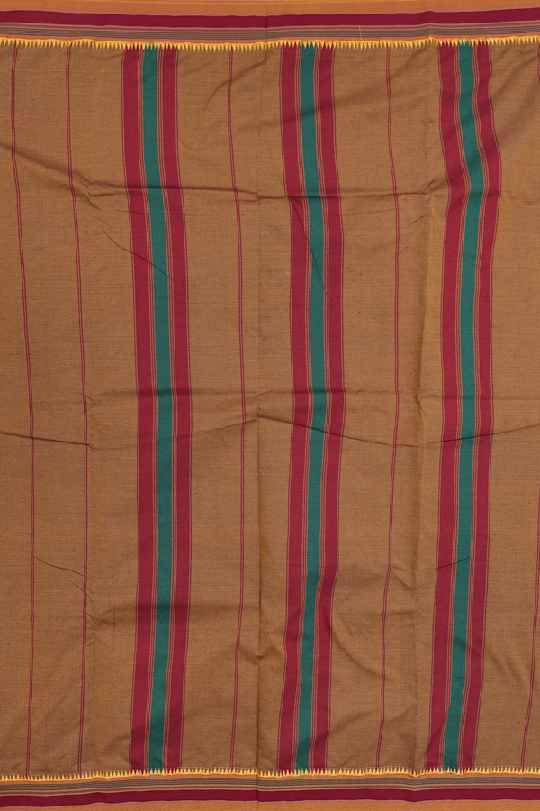 Dharwad Cotton Saree In Berry Red With Contrast Border