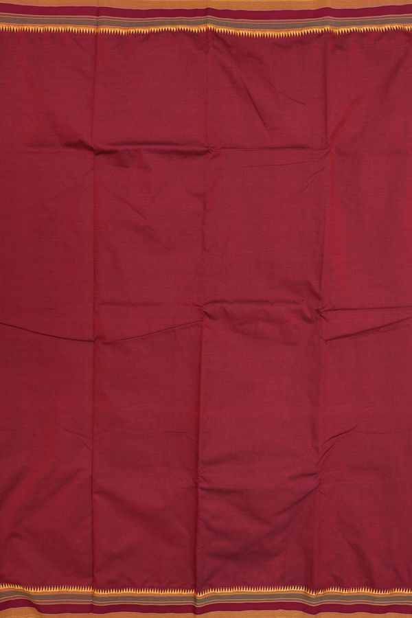 Dharwad Cotton Saree In Berry Red With Contrast Border