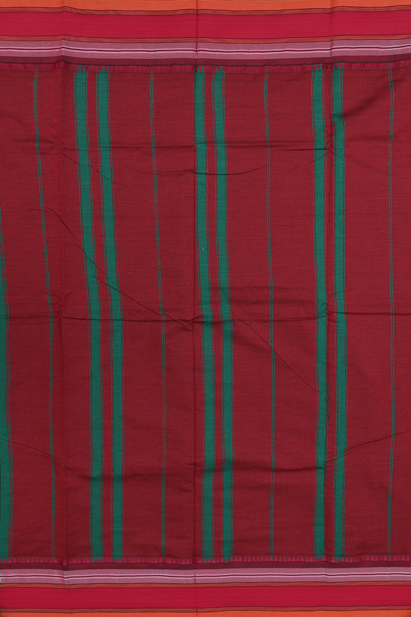 Dharwad Cotton Saree In Green With Stripes Design