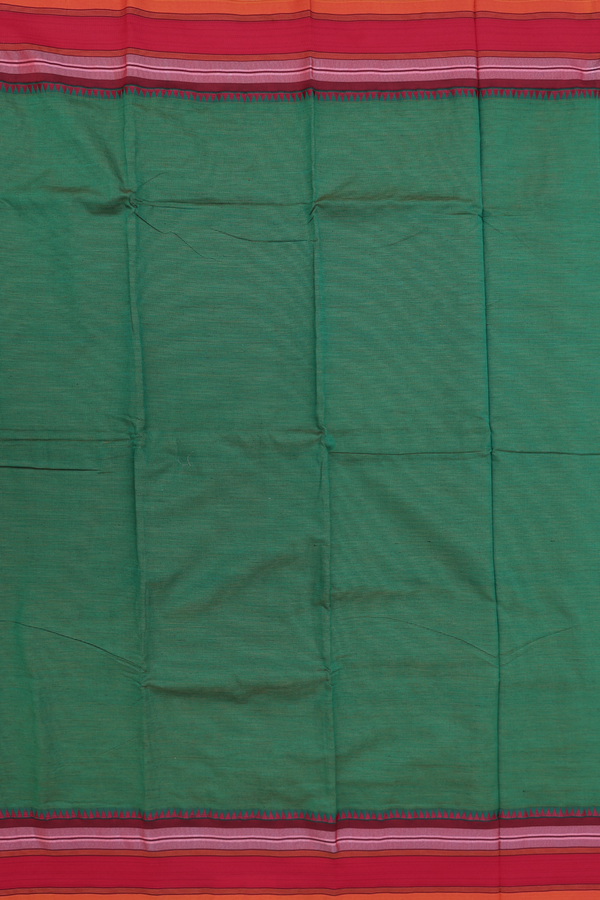 Dharwad Cotton Saree In Green With Stripes Design