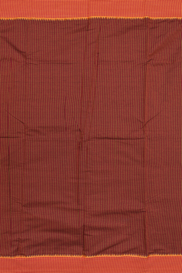 Dharwad Cotton Saree In Grey With Checks Border