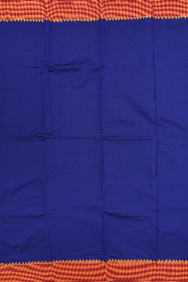 Dharwad Cotton Saree In Royal Blue With Checks Border