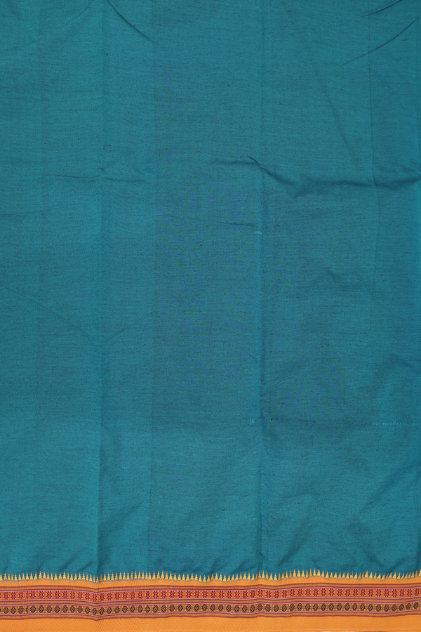 Dharwad Cotton Saree In Teal Blue With Contrast Border