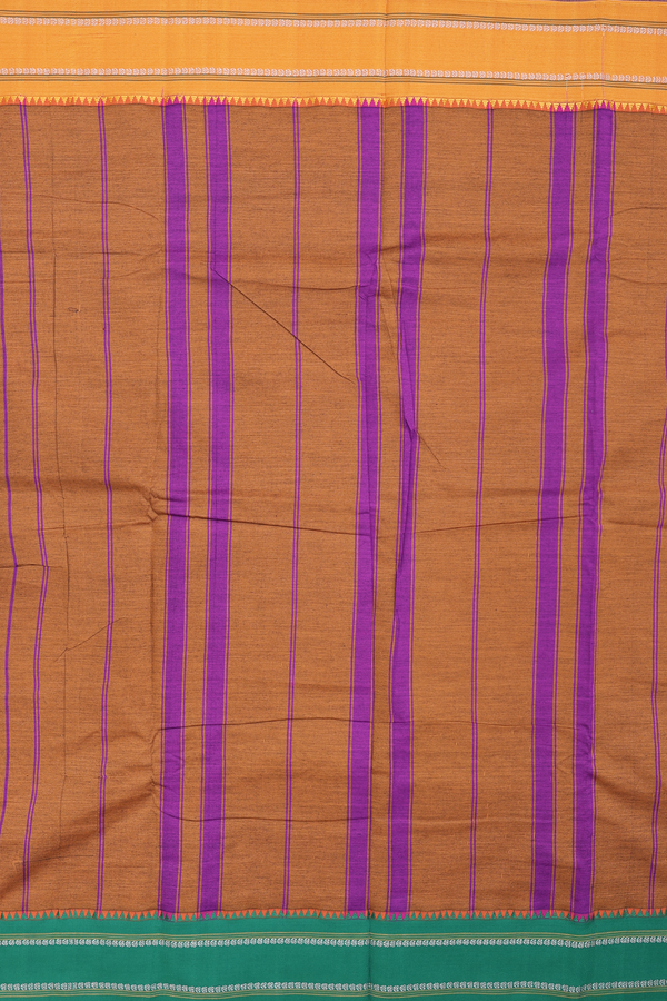 Dharwad Cotton Saree In Magenta With Stripes Design