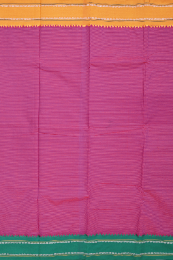 Dharwad Cotton Saree In Magenta With Stripes Design