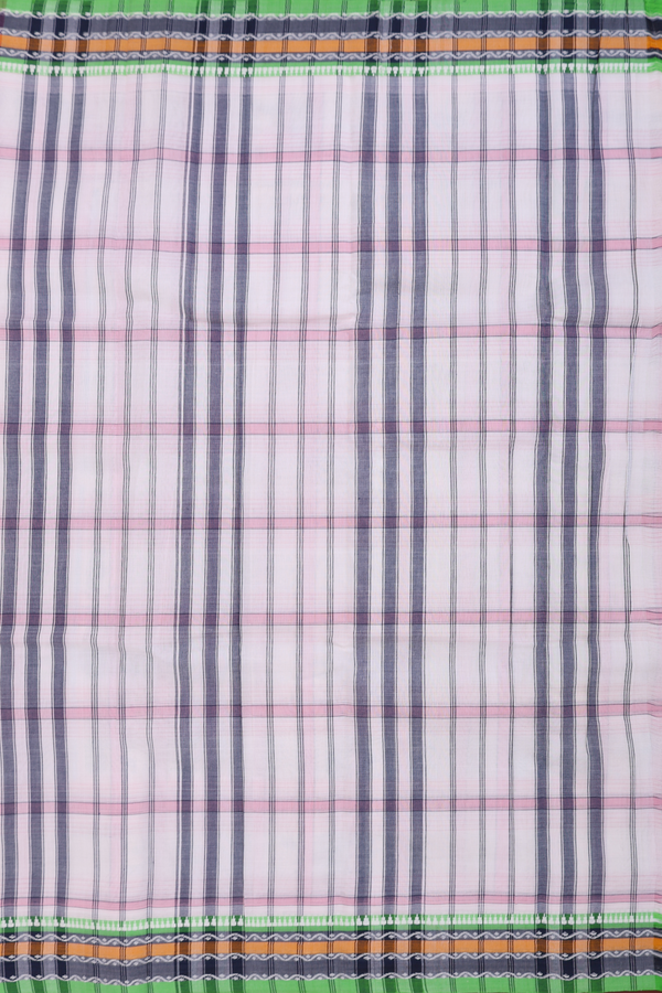 Narayanpet Cotton Saree In White With Checks Design