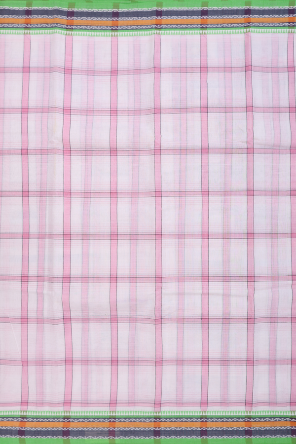 Narayanpet Cotton Saree In White With Checks Design