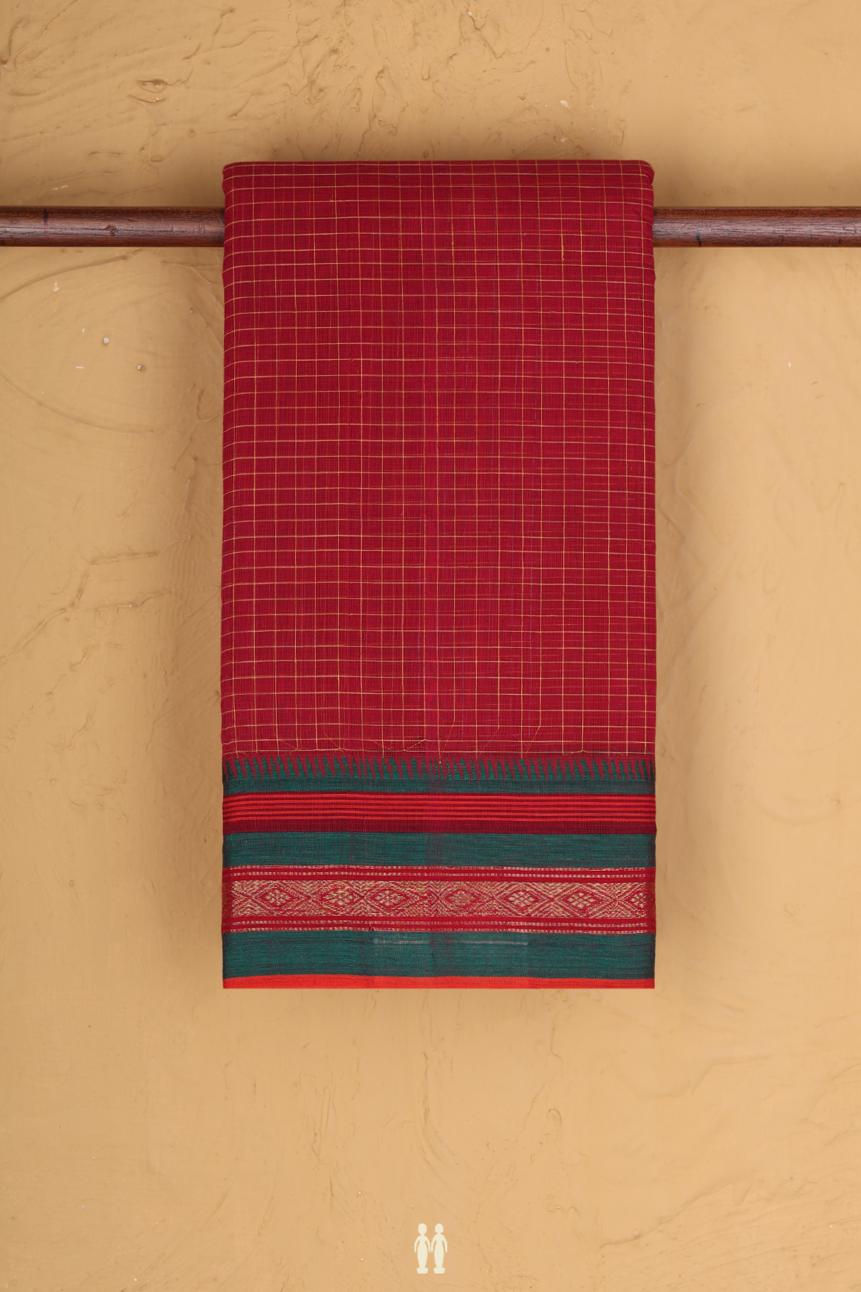 Narayanpet Cotton Saree In Red With Checks Design