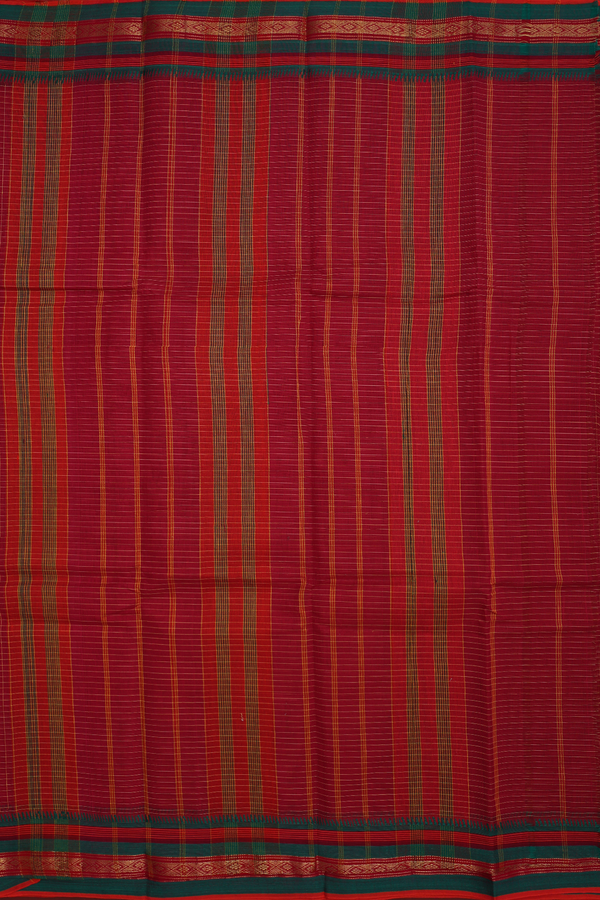 Narayanpet Cotton Saree In Red With Checks Design