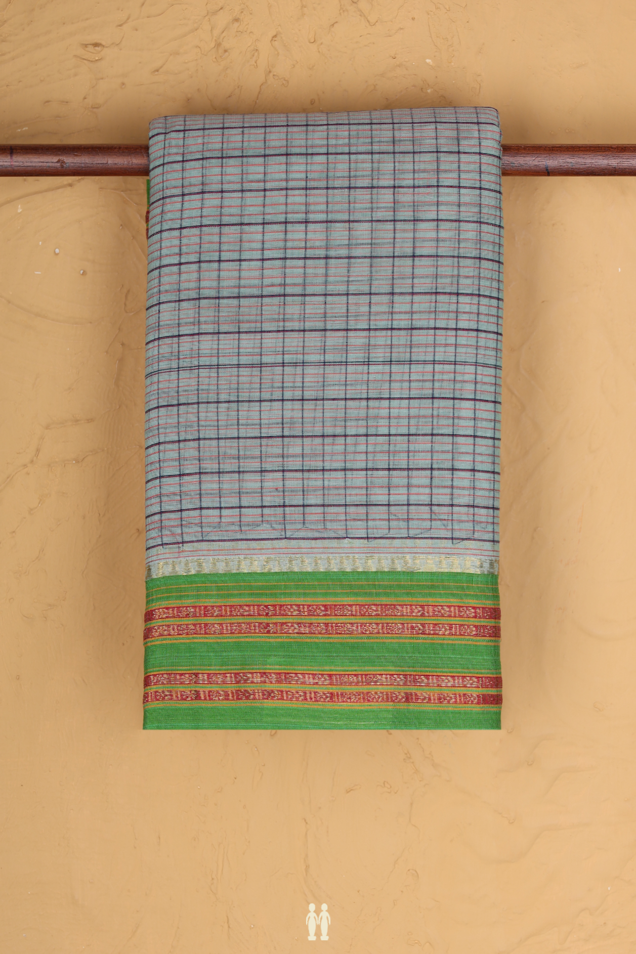 Narayanpet Cotton Saree In Grey With Checks Design