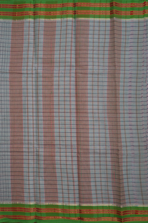 Narayanpet Cotton Saree In Grey With Checks Design