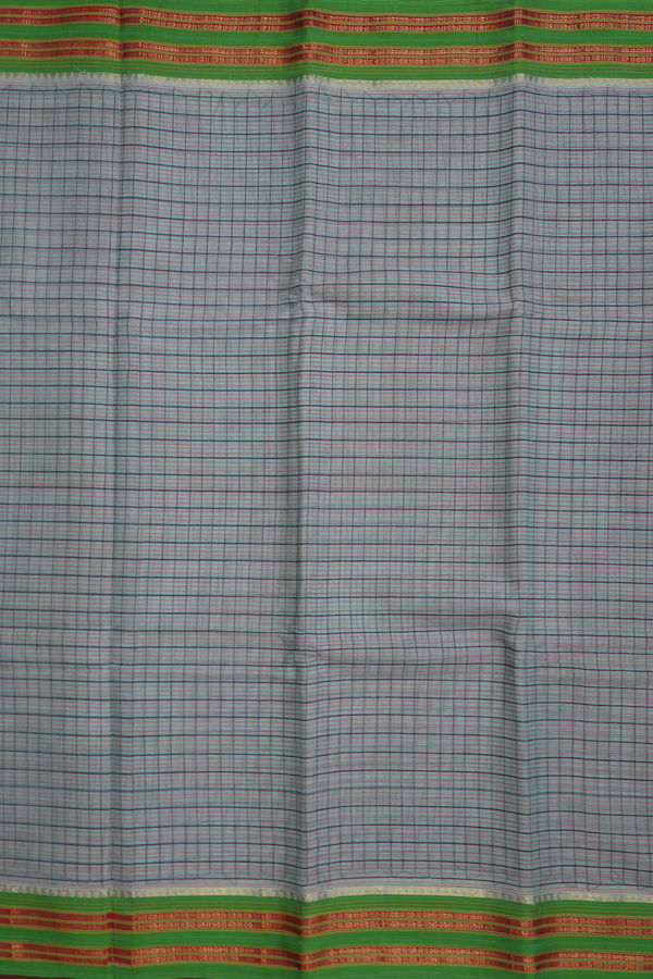Narayanpet Cotton Saree In Grey With Checks Design