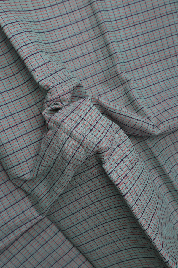 Narayanpet Cotton Saree In Grey With Checks Design