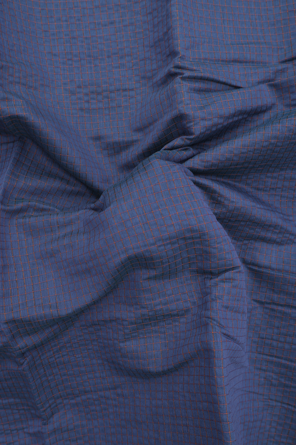 Narayanpet Cotton Saree In Teal Blue With Checks Design