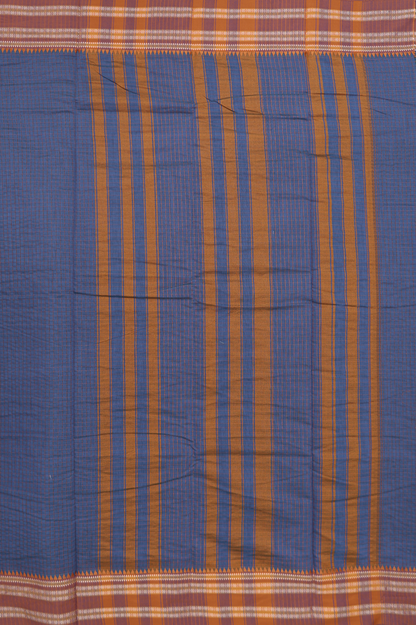 Narayanpet Cotton Saree In Teal Blue With Checks Design