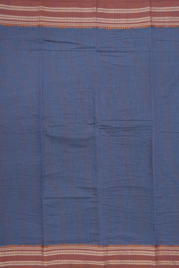 Narayanpet Cotton Saree In Teal Blue With Checks Design