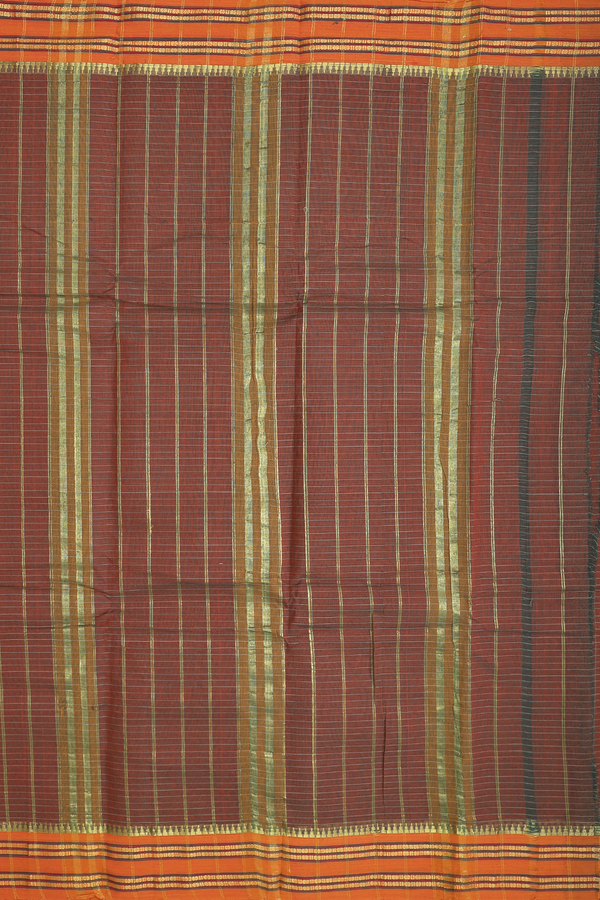 Narayanpet Cotton Saree In Manthulir With Checks Design