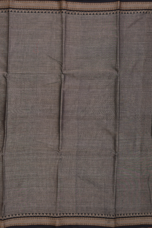 Narayanpet Cotton Saree In Cedar Brown With Contrast Border