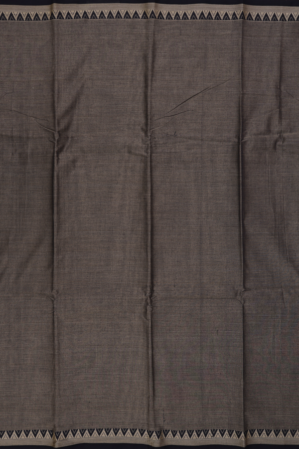 Narayanpet Cotton Saree In Cedar Brown With Contrast Border