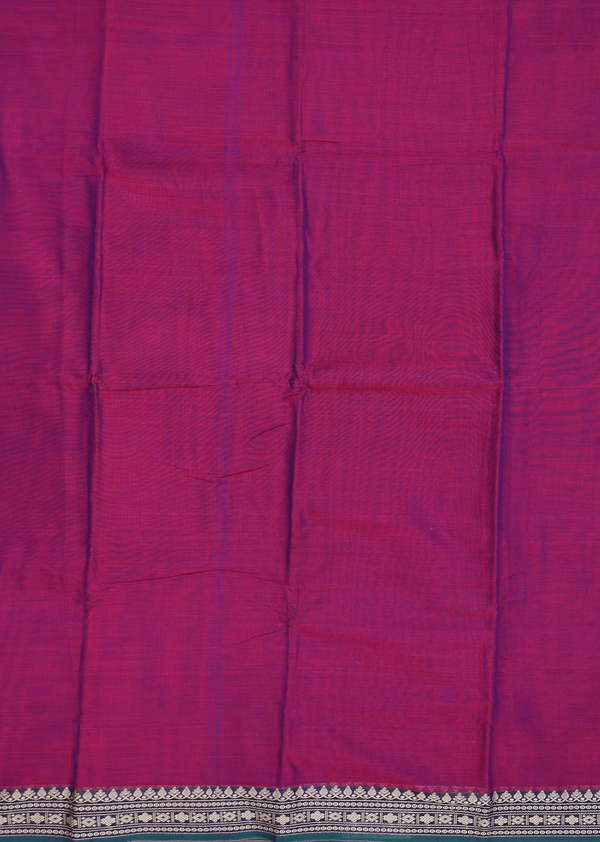 Narayanpet Cotton Saree In Berry Purple With Contrast Border